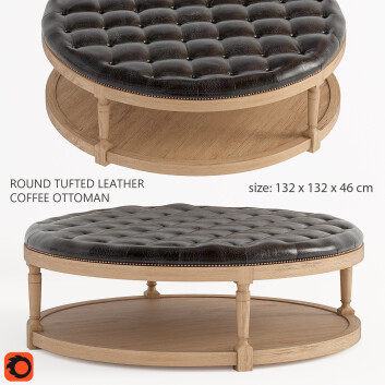 Пуф Round Tufted Leather Coffee