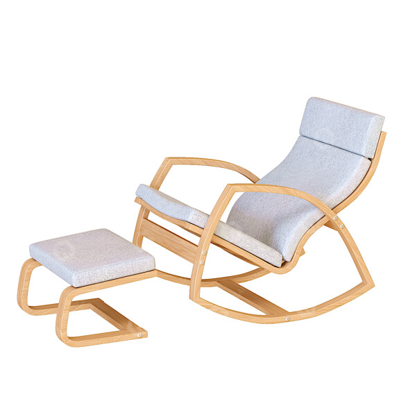Armchair and Footstool Rocking 3D model