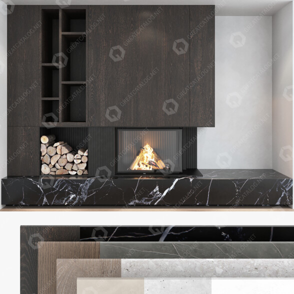 Kominek na drewno Romotop Decorative Wall Set 05 model 3D