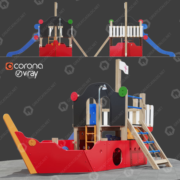 Дитячий майданчик Pirate ship 3D модель