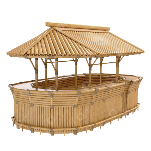 Bar Bamboo Tiki Oval Corner Shape Modelo 3D