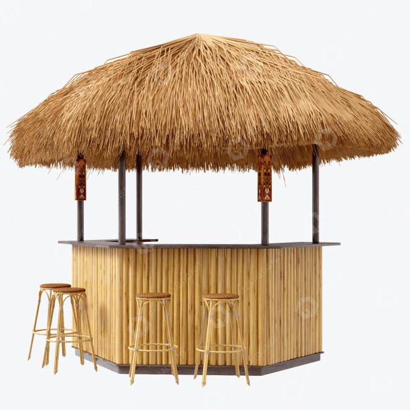 Pérgola Beach Bar Bamboo Restaurant Modelo 3D