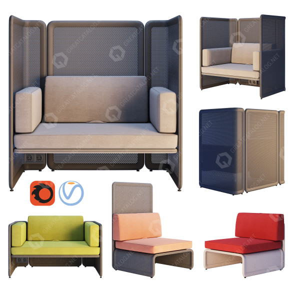 Крiсла Coalesse Lagunitas Lounge System (v2) 3D модель