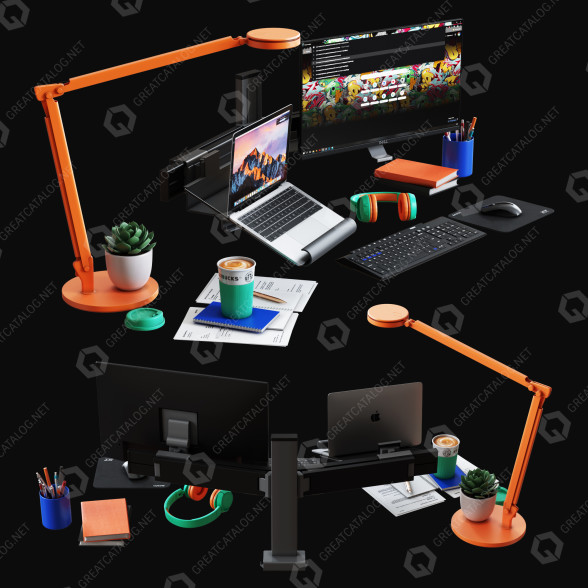 Комп'ютер та декор Desktop Web Designer Edition 3D модель