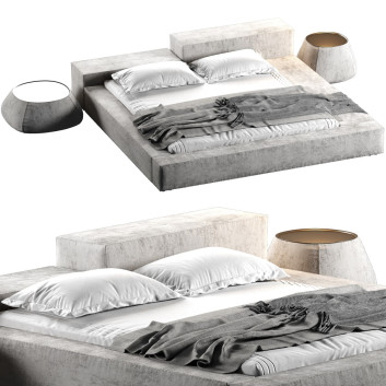 Bett und Nachttischchen Living Divani Extrasoft