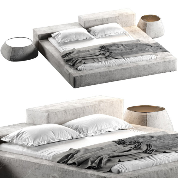 Łóżka i stoliki nocne Living Divani Extrasoft model 3D
