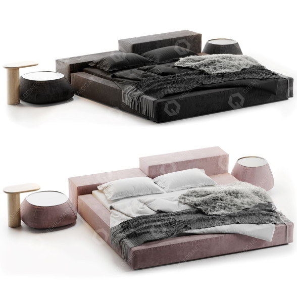 Ліжко та тумбочки Living Divani Extrasoft Set 3D модель