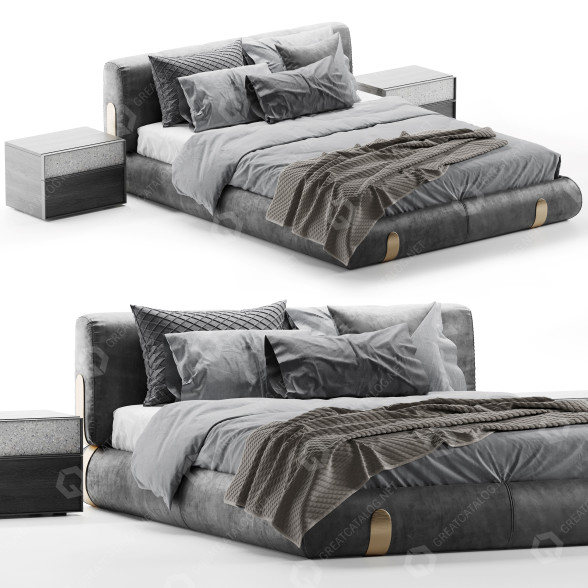 Bed and Bedside Tables Shake Dune 3D model