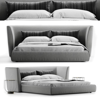 Bed and Bedside Tables  MC Meroni & Colzani Campomarzio Bergere 3D model