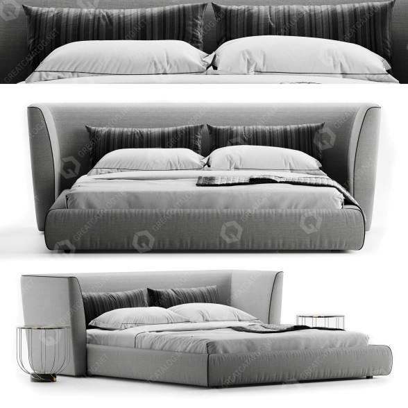 Cama y mesitas de noche MC Meroni & Colzani Campomarzio Bergere Modelo 3D