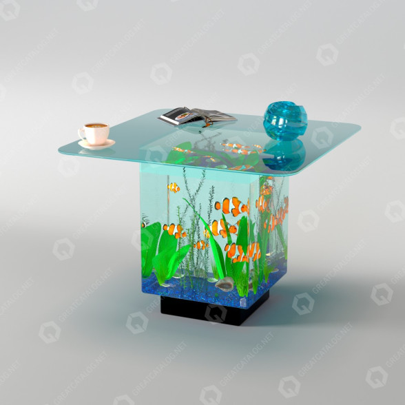 Стіл та декор Aquarium 3D модель