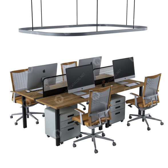 Espacio de trabajo Estación de Oficina Moderna Modelo 3D