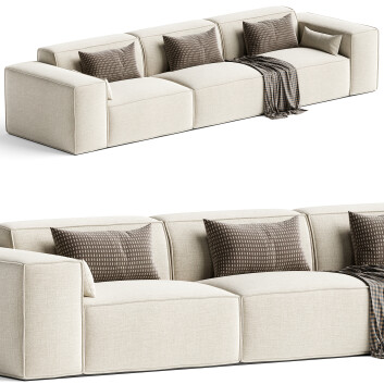 Sofa  Litfad Scandinavian Slipcovered Square Arm 3D model