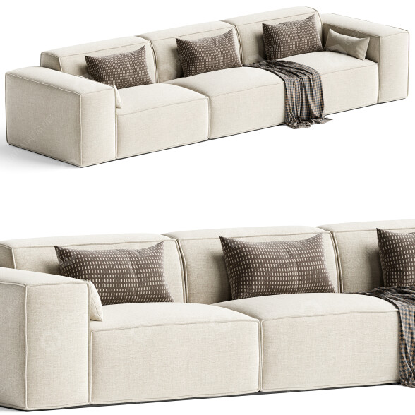 Sofa Litfad Scandinavian Slipcovered Square Arm 3D model