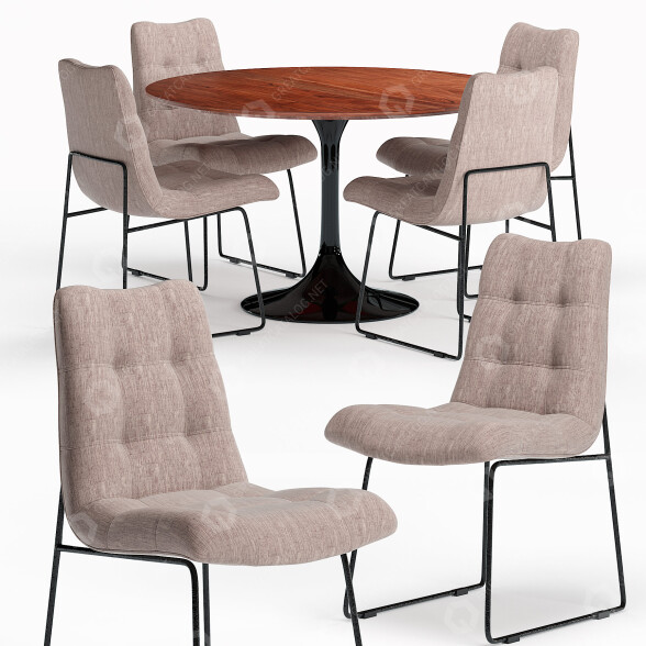 Mesa y sillas Houzz Blommis and Naomi Tufted Modelo 3D