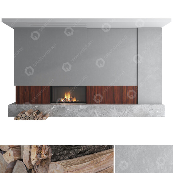 Holzkamin Decorative Wall Set 26 3D-Modell
