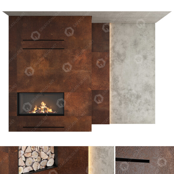 Holzkamin Decorative Wall Set 22 3D-Modell
