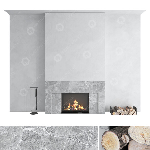 Kominek na drewno Romotop Decorative Wall Set 39 model 3D