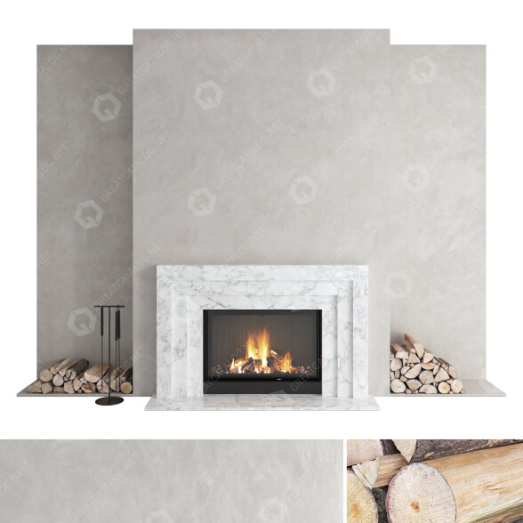 Дров'яний камін Romotop Decorative Wall Set 41 3D модель