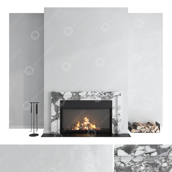 Дров'яний камін Romotop Decorative Wall Set 43 3D модель