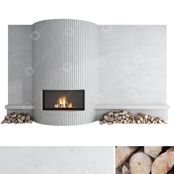 Дров'яний камін Romotop Decorative Wall Set 46 3D модель
