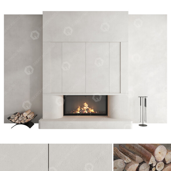 Дров'яний камін Romotop Decorative Wall Set 47 3D модель