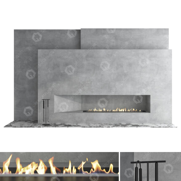 Chimenea de leña Planika Decorative Wall Set 49 Modelo 3D
