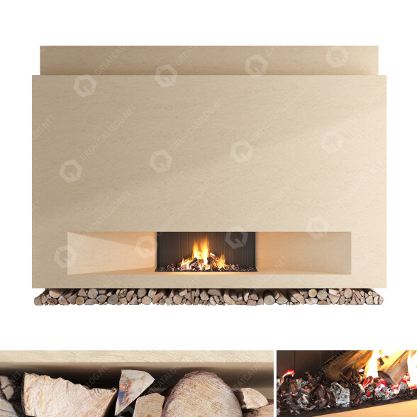 Chimenea de leña Decorative Wall Set 52 Modelo 3D