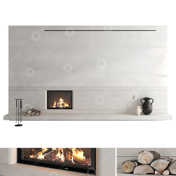 Дров'яний камін Romotop Decorative Wall Set 54 3D модель