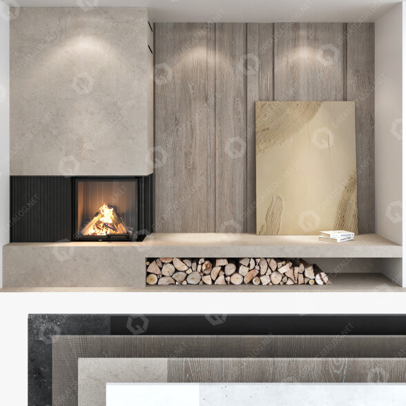 Wood Fireplaces Romotop Decorative Wall Set 03 3D model