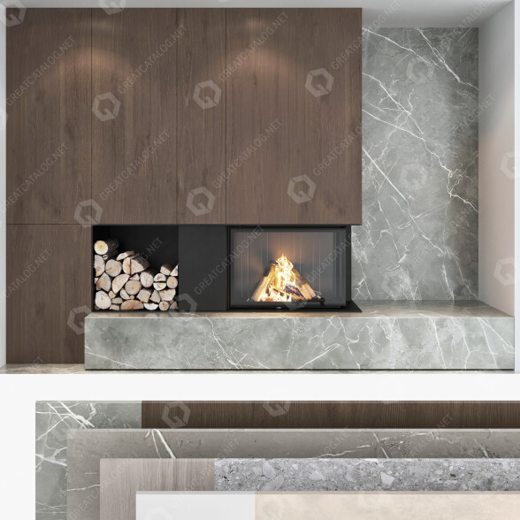 Дров'яні каміни Romotop Decorative Wall Set 04 3D модель