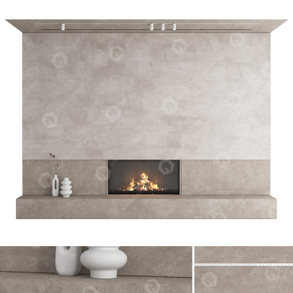 Дров'яний камін Romotop Decorative Wall Set 27 3D модель