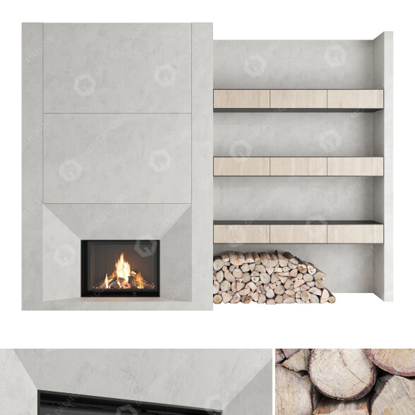 Дров'яний камін Romotop Decorative Wall Set 29 3D модель