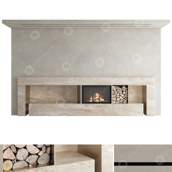 Дров'яний камін Romotop Decorative Wall Set 30 3D модель