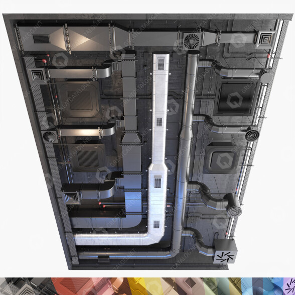 Belüftungssystem Set 02 3D-Modell