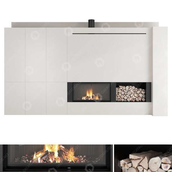 Дров'яний камін Romotop Decorative Wall Set 31 3D модель