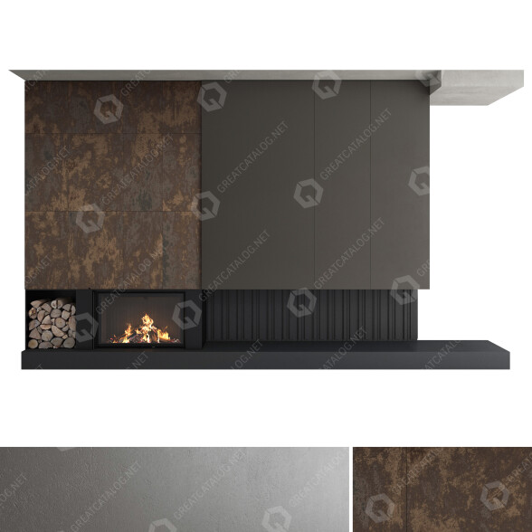 Дров'яний камін Romotop Decorative Wall Set 32 3D модель
