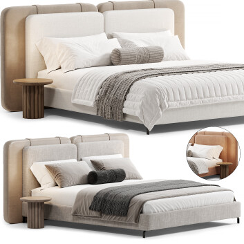 Bed and Bedside Tables  Minotti Tatlin 3D model