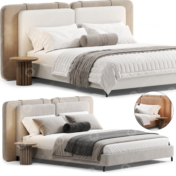 Кровать и тумбочки Minotti Tatlin 3D модель