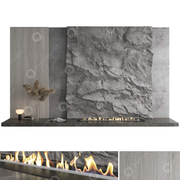 Biofireplace Planika Decorative Wall Set 55 modèle 3D