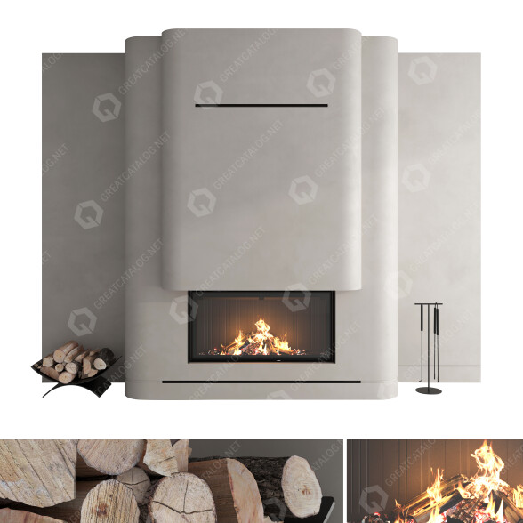 Дровяной камин Romotop Decorative Wall Set 56 3D модель