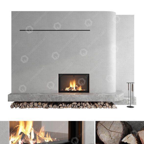 Kominek na drewno Romotop Decorative Wall Set 60 model 3D