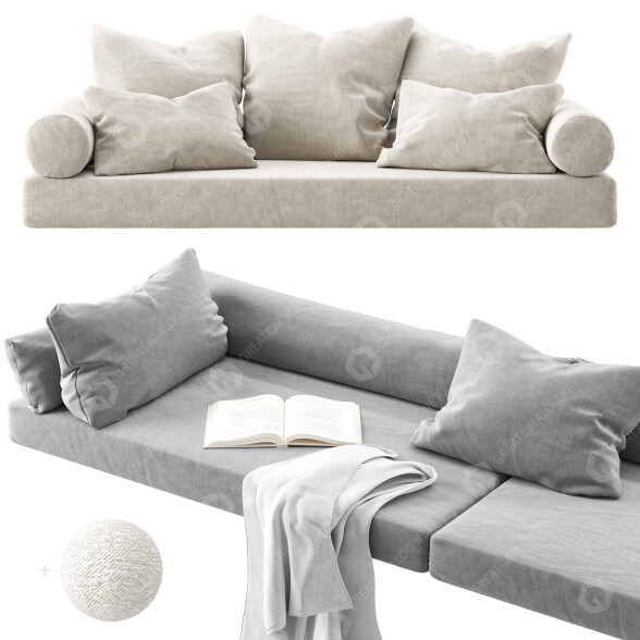 Poduszki na siedzenia okienne Set 01 model 3D