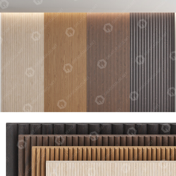 Paneles de pared Madera Set 2 Modelo 3D