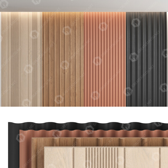 Paneles de pared Madera Set 3 Modelo 3D
