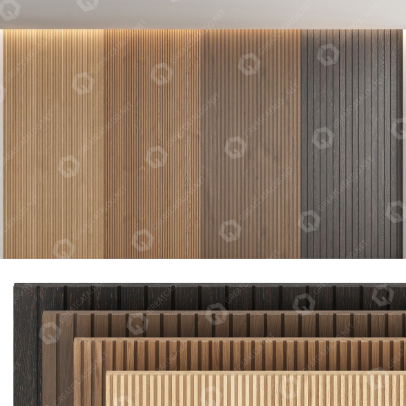 Стінові панелі Wood Set 4 3D модель