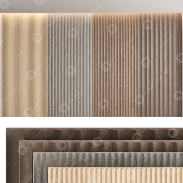 Panele ścienne Wood Set 7 model 3D