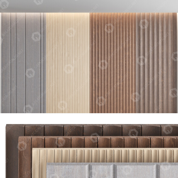 Стінові панелі Wood Set 8 3D модель