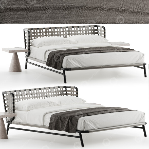 Bed and Bedside Tables Meridiani Edoardo 3D model
