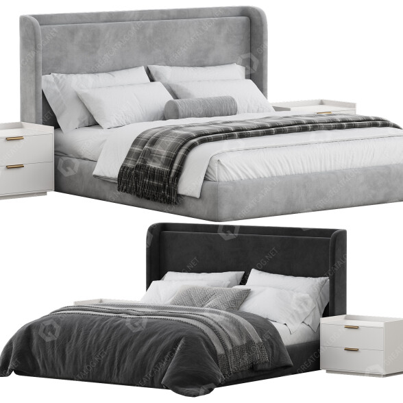 Cama y mesitas de noche Stylish Club Porto Modelo 3D
